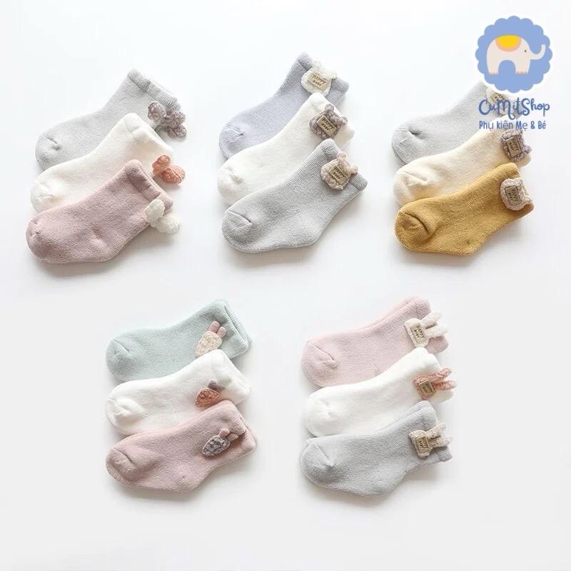  Bộ 3 Tất Chân Hình Thú Dễ Thương Vải Bông Dày Mùa Đông Cho Bé Trai Và Bé Gái Cotton terylene động vật in 