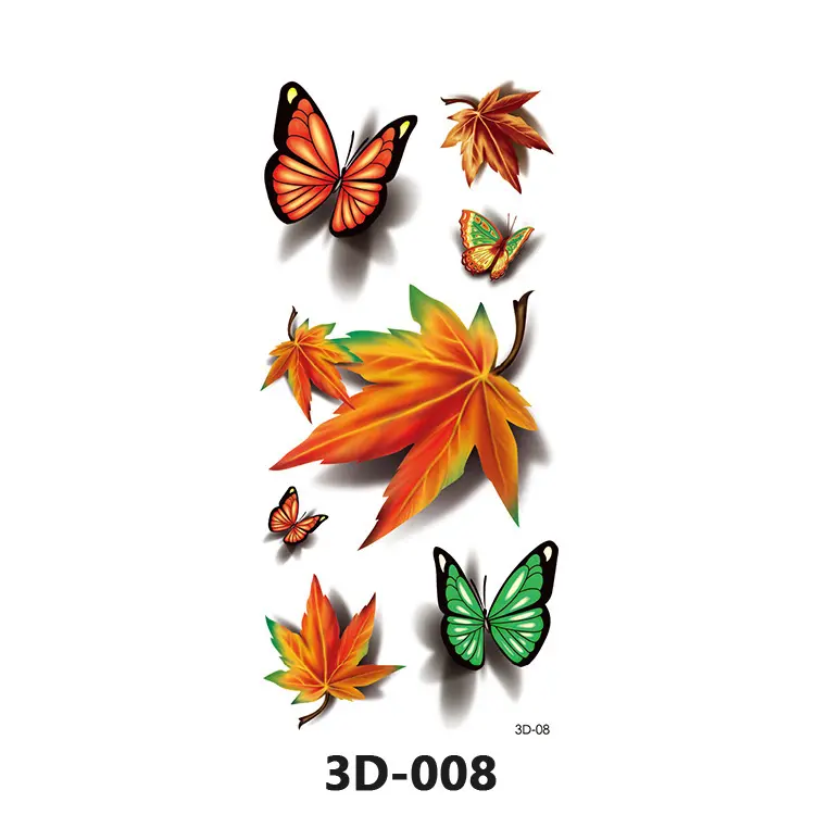 Buy 3 Get 40 |   Colorful 3D Sexy Butterfly and Flower Geometric Design Waterproof Long-Lasting Temporary Tattoo Stickers temporary  tattoos waterproof  tattoo  sticker