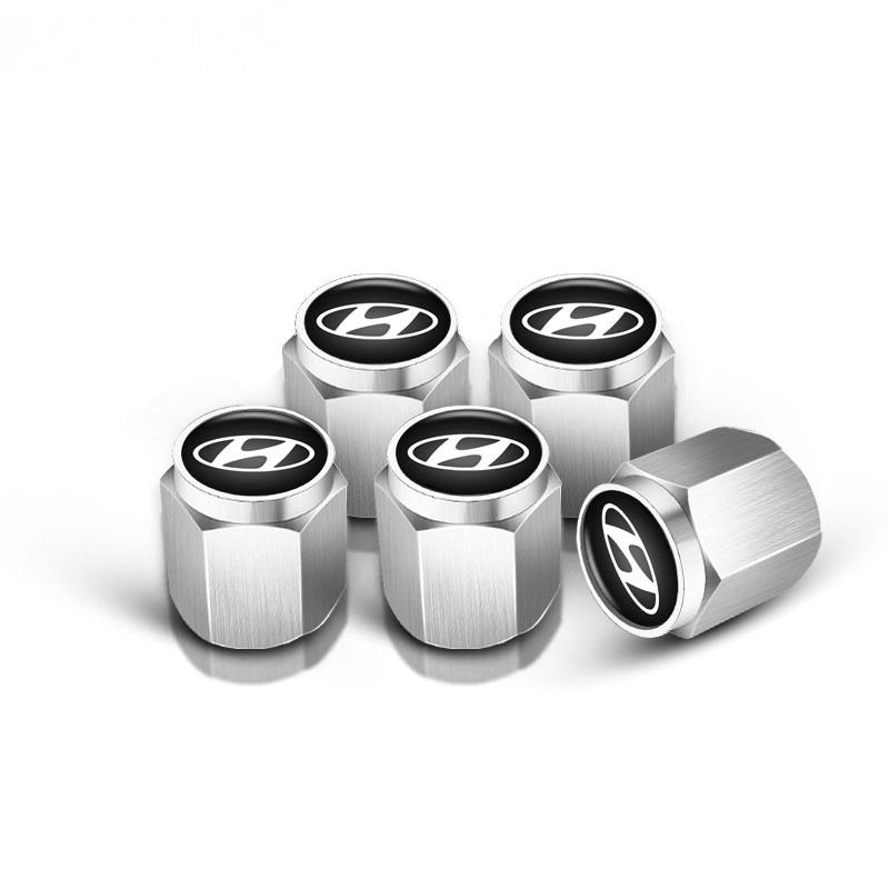 5Pc Car Logo Wheel Tire Styling Tire Valve Air Nut Cover Accessory For Hyundai Tucson Solaris I30 Creta Ix35 I40 IX20 Veloster 7