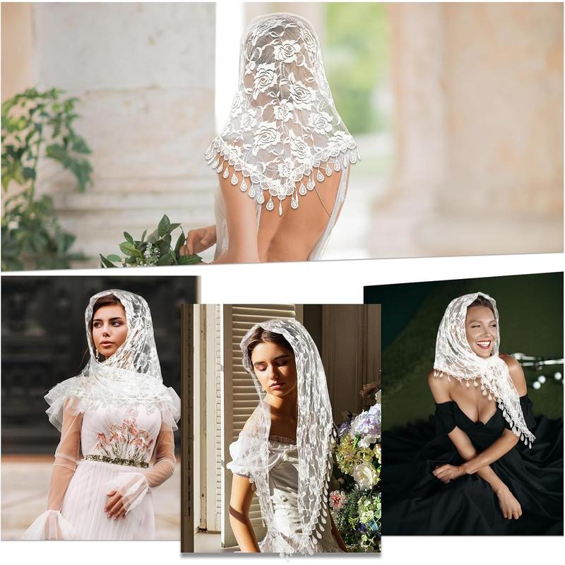 Sibba Triangle Veil Lace Head Covering Chapel Scarf Embroidery Headpiece Grace Bridal Veils Elegance Tulle 4