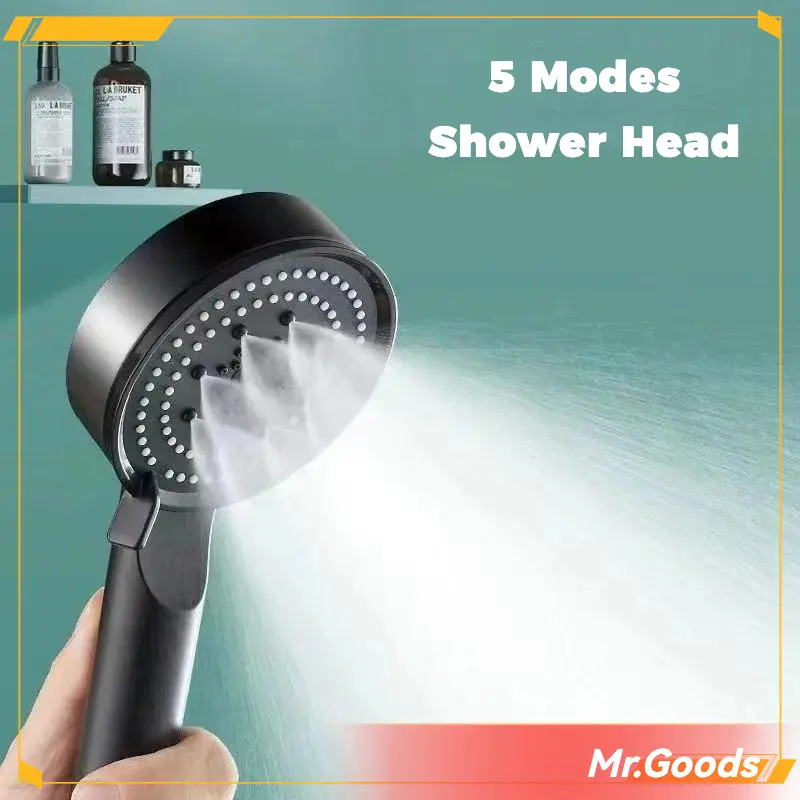 Đầu Vòi Hoa Sen, 5 Chế Độ Có Thể Điều Chỉnh, Áp Suất Cao, Tiết Kiệm Nước, Mát Xa Nước, Có Móc Và Ống, Phụ Kiện Phòng Tắm