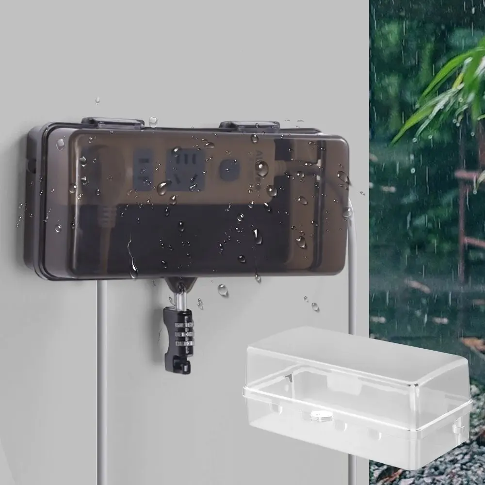 Portable Plastic Plug Box Anti-theft Waterproof Cable Management Box Protect Outlet Weatherproof Power Strip Storage Box Outdoor
