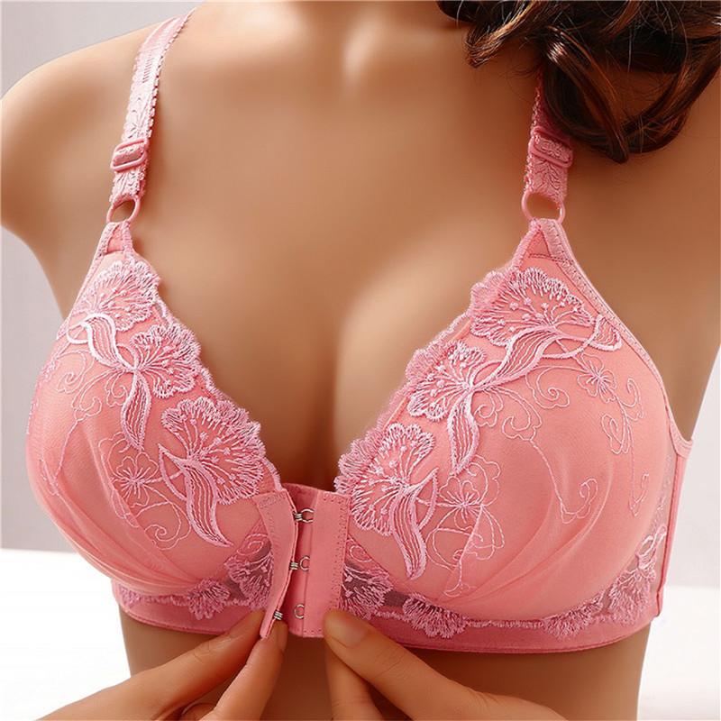 Product Introduction of Button Embroidery Brassiere Bralette Wireless Underwear Women's Bras Seamless Floral Push Up Bras Wireless Front Comfy Lingerie 14