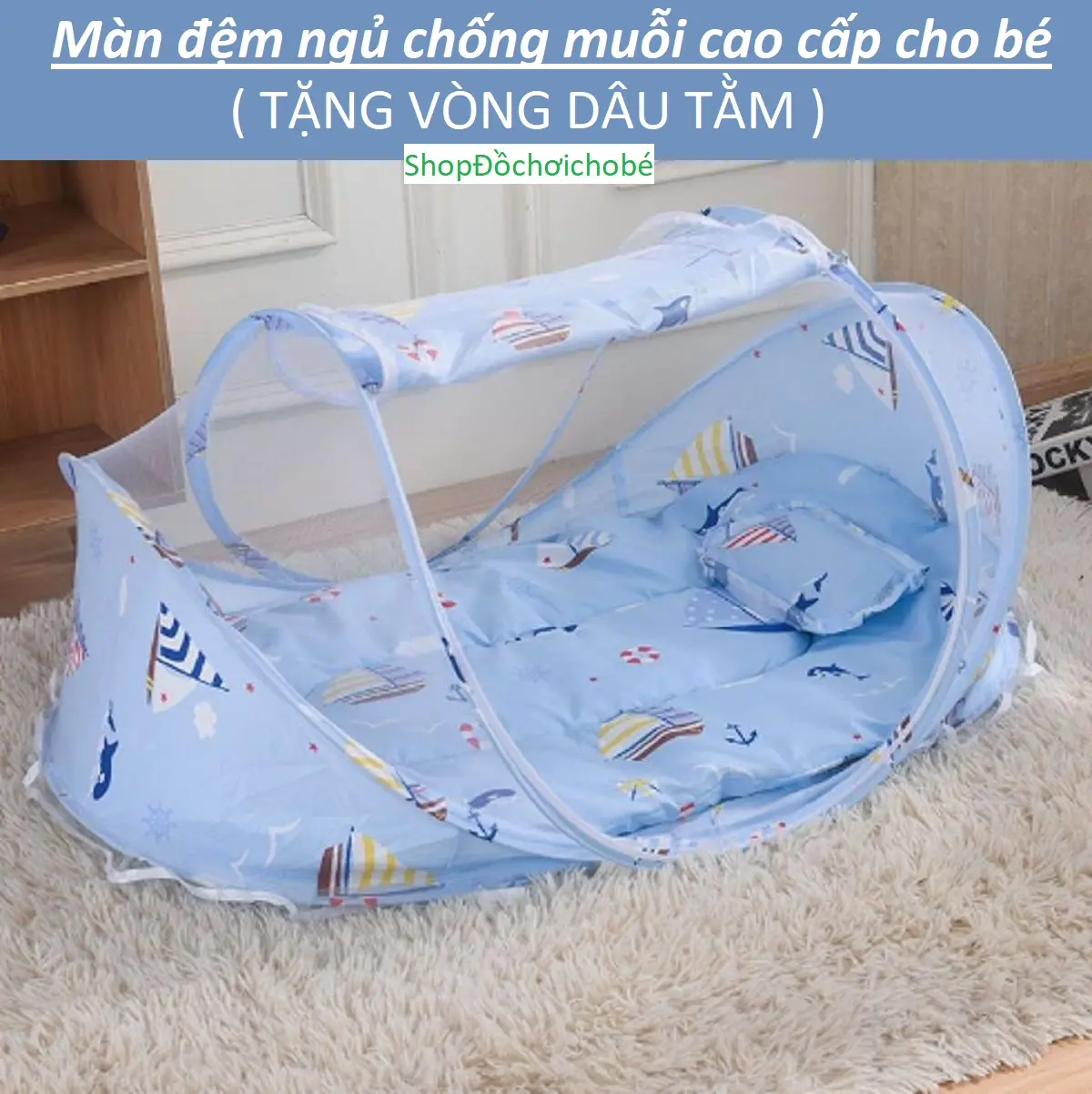 Nôi ngủ chống muỗi cho bé ( new 2024) mùng  chắn Kem