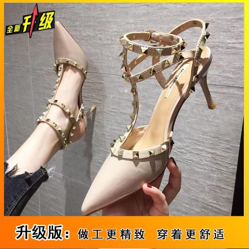 2025 Stiletto Sandals for Women Fairy Style Rivet Spring New Versatile Pointed Toe Plus Size High Heels Fashion Hot Item 5