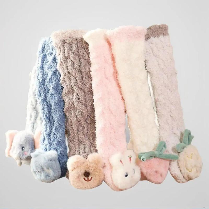 Tất Lông Cừu Giữ Ấm Vớ Lông Cừu San Hô Dày Dặn Ấm Áp Kiểu Hoạt Hình Đáng Yêu Cho Bé