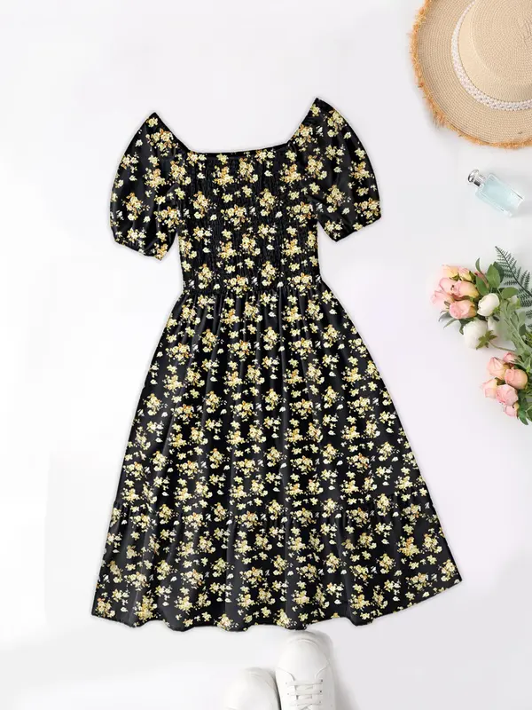 Women's Ditsy Floral Print Dress, Casual Boho Fashion Dress for Daily Holiday Vacation Wear, Bohemian Ladies Dress for Summer, Womenswear, Sundress 7