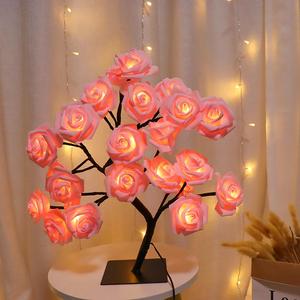 Luz de Noche de Árbol con Diseño de Flor de Rosa, Lámpara de Mesa Alimentada por USB, Luces para Dormitorio, Luz de Decoración para Días Festivos para Interior de Dormitorio, Regalo del Día de San Valentín #TOP PICKS