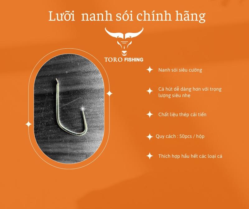 [TORO] Lưỡi Câu Cá Toro Nanh Sói Không Ngạnh - Chính Hãng Fishing Bắt Cá Đi Câu