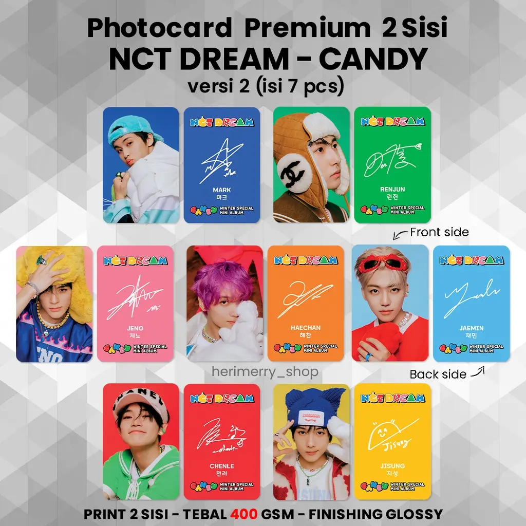 (ISI 7 PCS) Photocard NCT DREAM CANDY  - Potocard Premium 2 Sisi Kartu Kpop Merch Unofficial Card Cards Foto