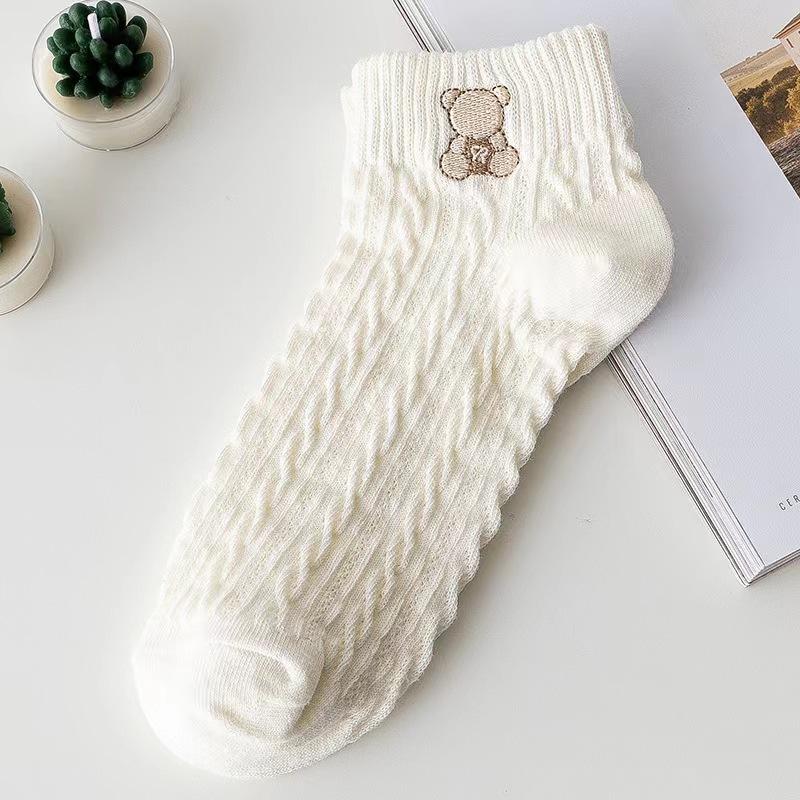 Combo 5 Đôi Tất dệt kim trắng vân nổi cổ thấp dễ thương - Set 5 đôi TT11 3