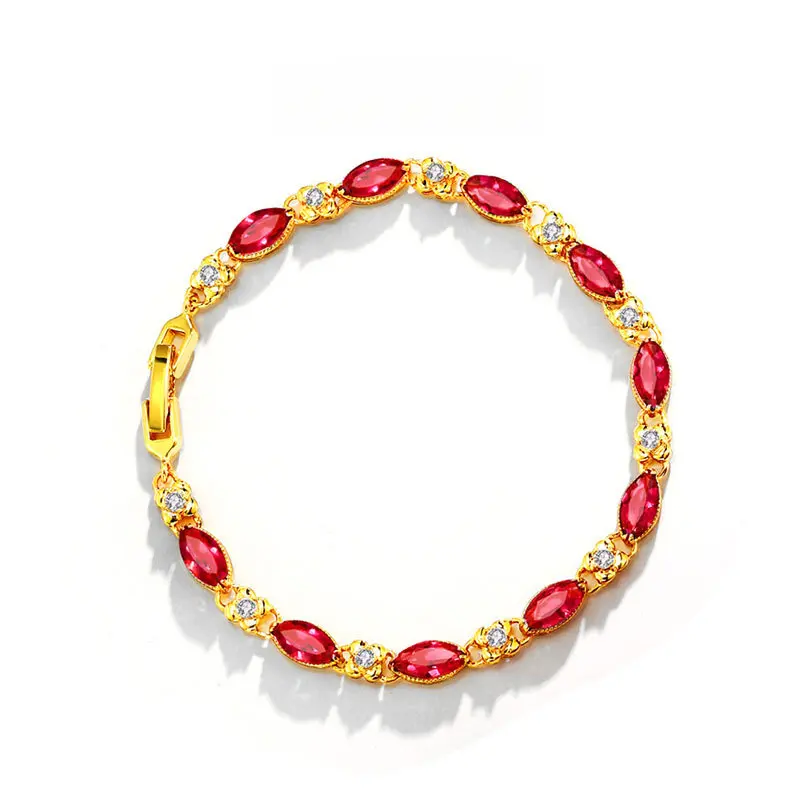 WOMEN'S alloy bracelet/shiny zircon sweet bracelet/Noble vintage jewelry/fashion vintage imburation ruby bracelet for women