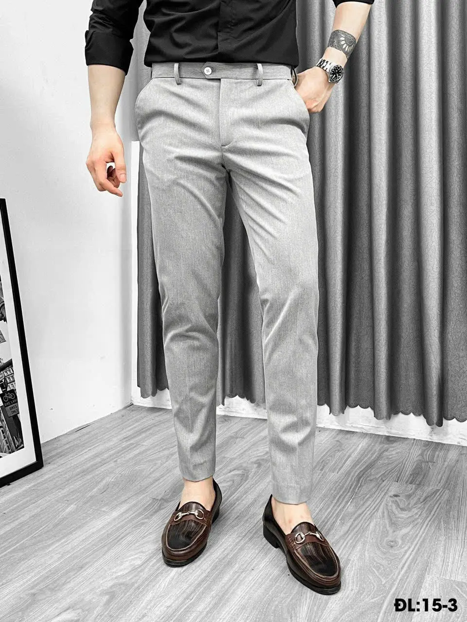 Quần âu nam cạp chun sườn ẩn 2 bên dáng Hàn Quốc, vải cotton dày dặn , quần tây nam đai chun