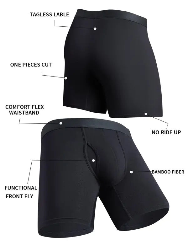 Men's Solid Color Bamboo Fiber Boxer Brief, Breathable Comfortable Underwear for Daily Wear, Underwear for Men, Casual Men's Underwear Clothing for All Seasons 5
