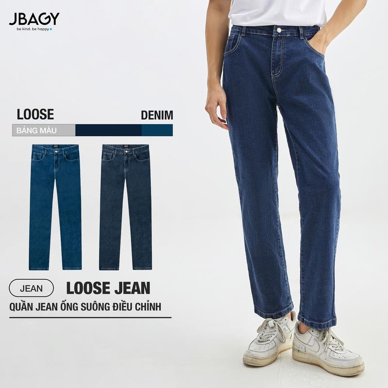 Quần jean nam baggy ống suông cách điệu điều chỉnh cạp vải cotton jean co giãn thoải mái thương hiệu JBAGY - JJ0106 Menswear Pants Có Túi