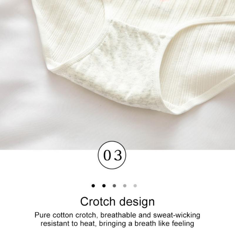 Product Introduction of 3PCS Female Underwear For Women Comfortable Women's Panties Mid-rise Soft Breathable Cute Cartoon Cherry Girl Briefs Intimates Cotton Womenswear 19