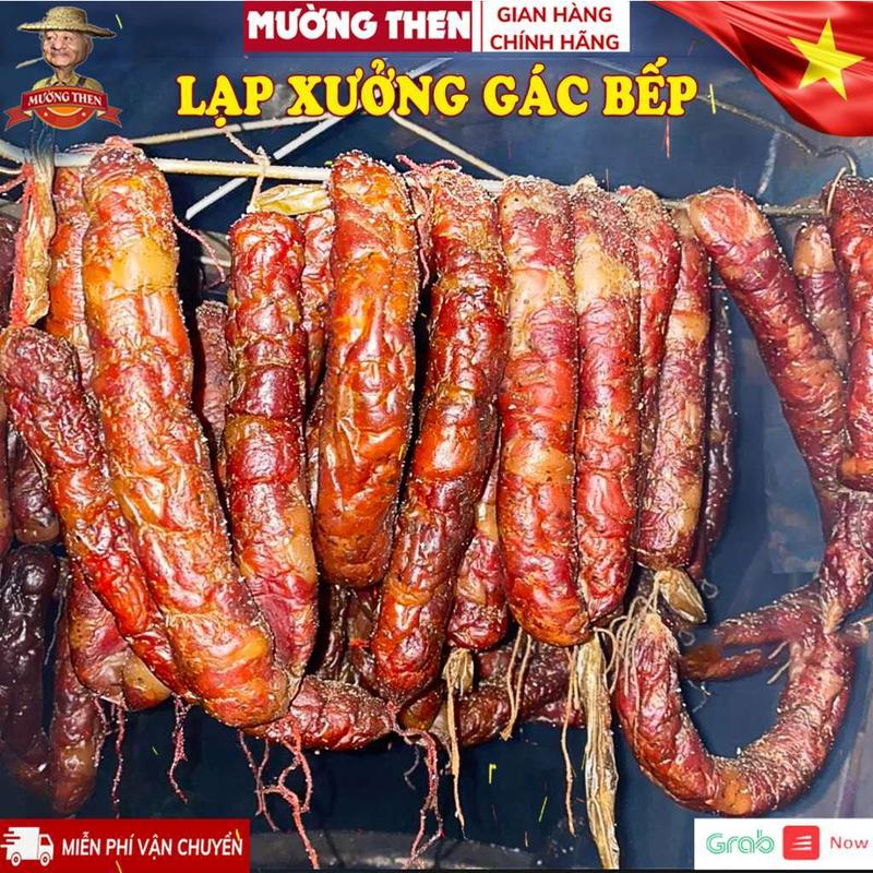 Lạp Sườn Gác Bếp 1KG Chuẩn Vị Tây Bắc  100% Thịt Heo Bản  Lạp Xưởng Hun Khói Mường Then 