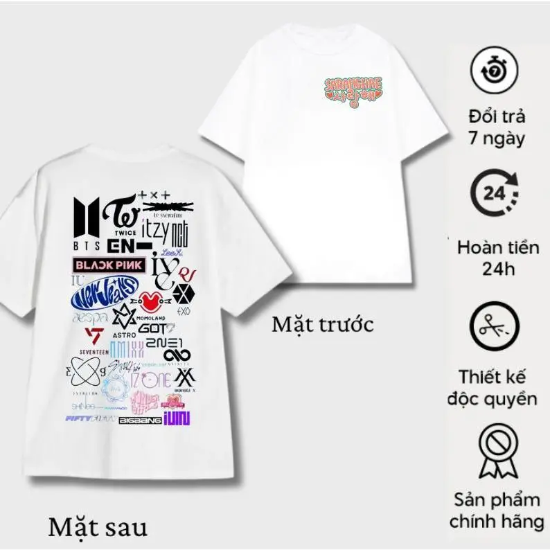 Áo thun phông in hình các nhóm nhạc hàn quốc , dành cho nam nữ, fan kpop chất liệu cotton thấm hút, thoáng mát menswear cổ tròn