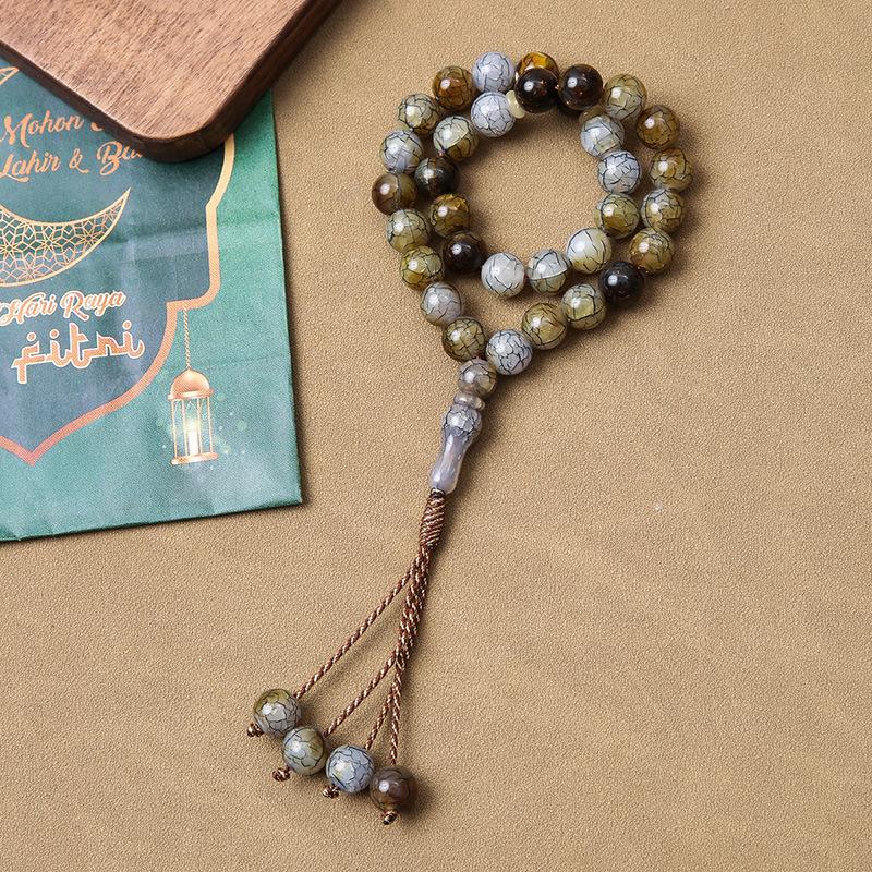 Product Introduction of [LIMITED] Islamic Prayer Beads 33 Natural Coconut – Cracked Texture Misbaha Dhikr Counter, Handcrafted Muslim Accessory for Women/Men 5