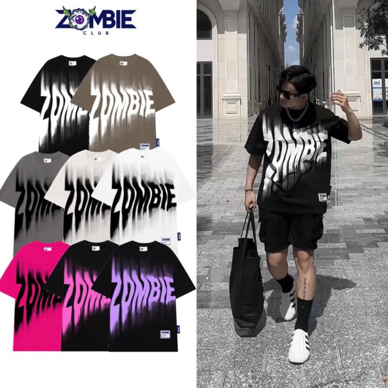 (GIÁ TRI ÂN KHÁCH HÀNG MỚI)Áo thun cotton phông rộng in chữ zombie nhoè unisex freesize (40kg-70kg) 8