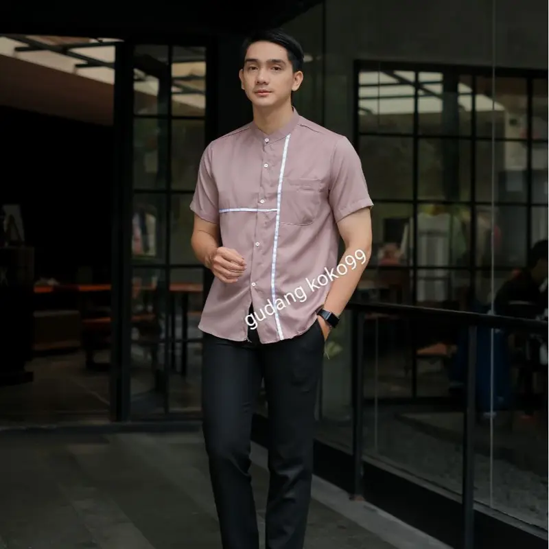 baju koko pria dewasa terbaru lengan pendek MOTIF QATAR katun muslim kurta 4