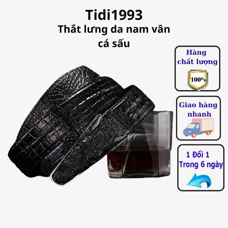 Thắt lưng da nam vân cá sâu-Khóa cài Da PU-thiết kế thời trang sang trọng,lịch sự,phong cách riêng cho phái mạnh 0