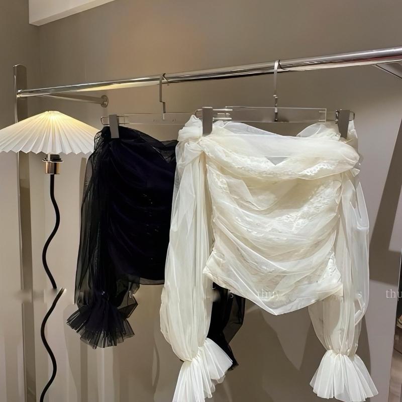 Set Áo Lưới Trễ Vai Lót Ren Tay Bồng Bềnh + Chân Váy Xoè 3 Lớp Nữ Xinh