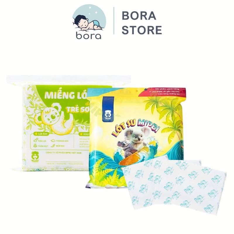 Lót su sơ sinh Mipbi miếng lót phân su 3 lớp siêu thấm mềm mại cho bé sơ sinh túi 30 90 miếng