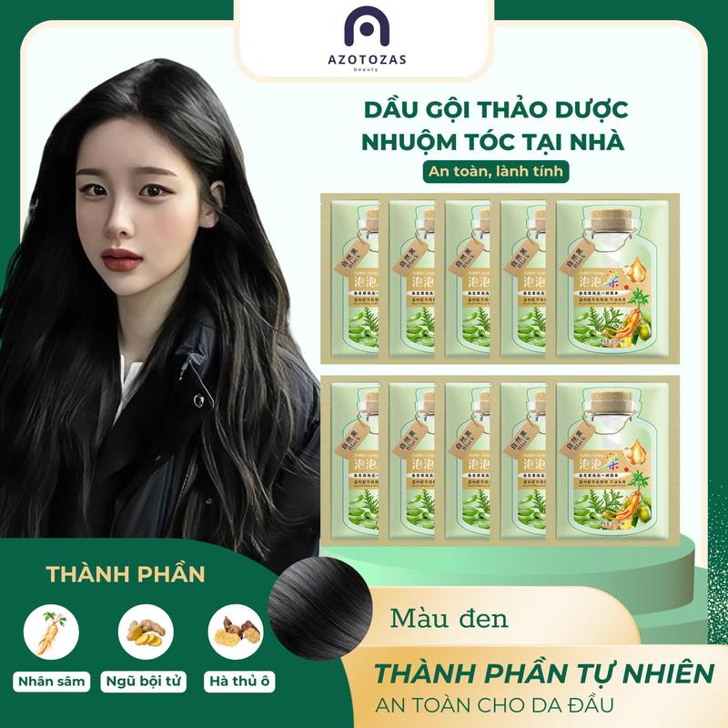 [SET 20 GÓI] Dầu Gội Thảo Dược Nhuộm Tóc Lên Màu Chuẩn Salon, Nhuộm Tóc Đơn Giản Tại Nhà Hai Màu Nâu, Đen Dành Cho Nam Nữ, Set 20 Gói Mỗi Gói 30ml