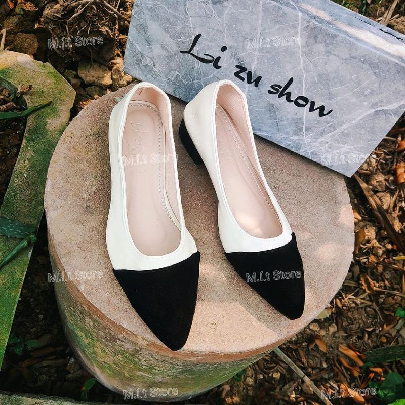 Giày búp bê nữ phối màu da mềm gót 2p ( Phom 1.5 chân gày giảm 1 size ) 2