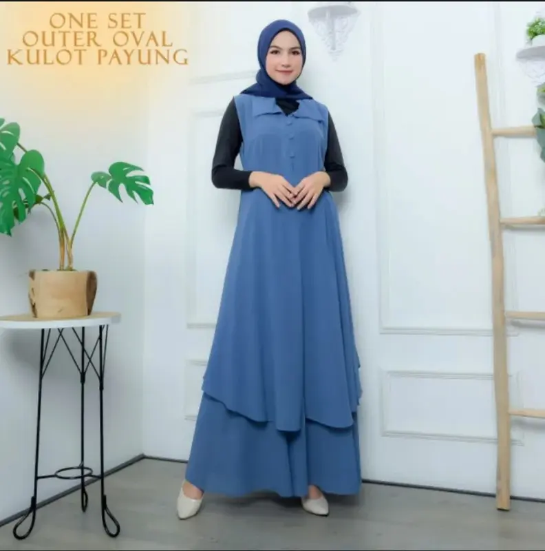 SETCEL setelan celana kulot payung | baju one set wanita terbaru | setelan outer kekinian | cardigan wanita | gamis muslim Atasan Bawahan Panjang 3