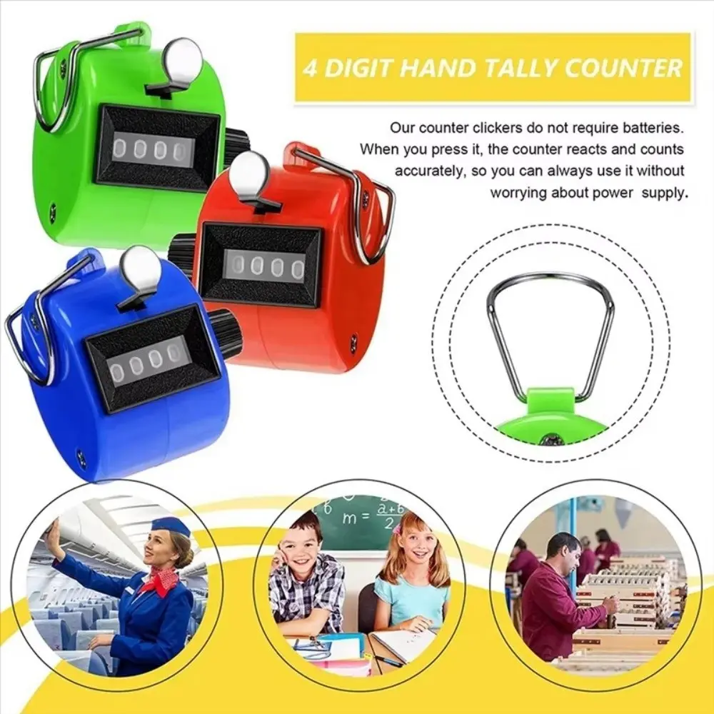 Portable Handheld Hand Tally Counter 4 Digital Metal Pedometer Clicker ...