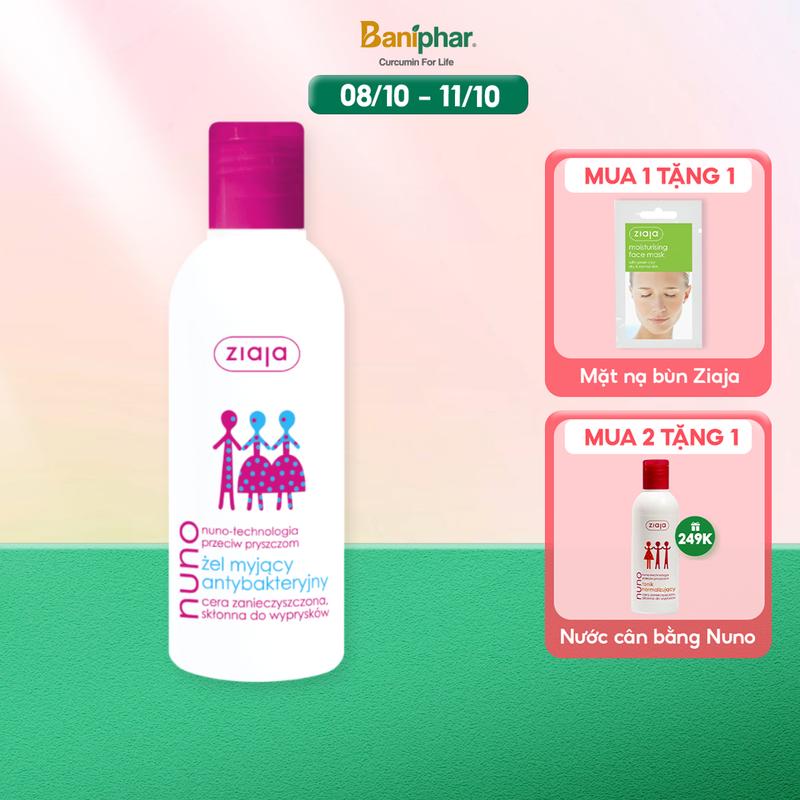 Sữa Rửa Mặt Dạng Gel Ziaja Nuno Làm Sạch Da, Giảm Dầu Thừa Dịu Nhẹ Cho Da Dầu, Da Mụn 200ml