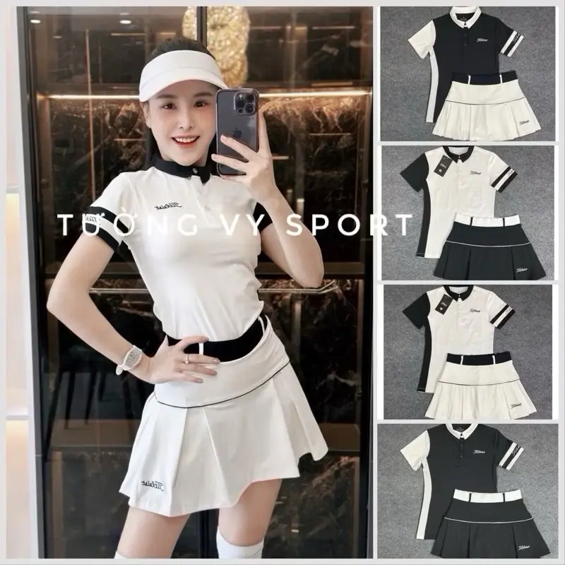 Sét thể thao nữ Titleist chất thun co giãn phù hợp chơi golf, tennis, cầu lông, pickleball lên phom đẹp