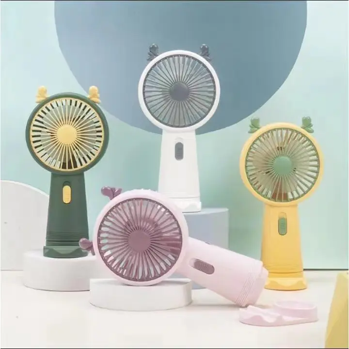 Kipas Angin Portable Karakter Lucu  / Kipas Angin Genggam / Kipas Angin Tangan / Mini Fan USB yang Memiliki Dudukan HP 0