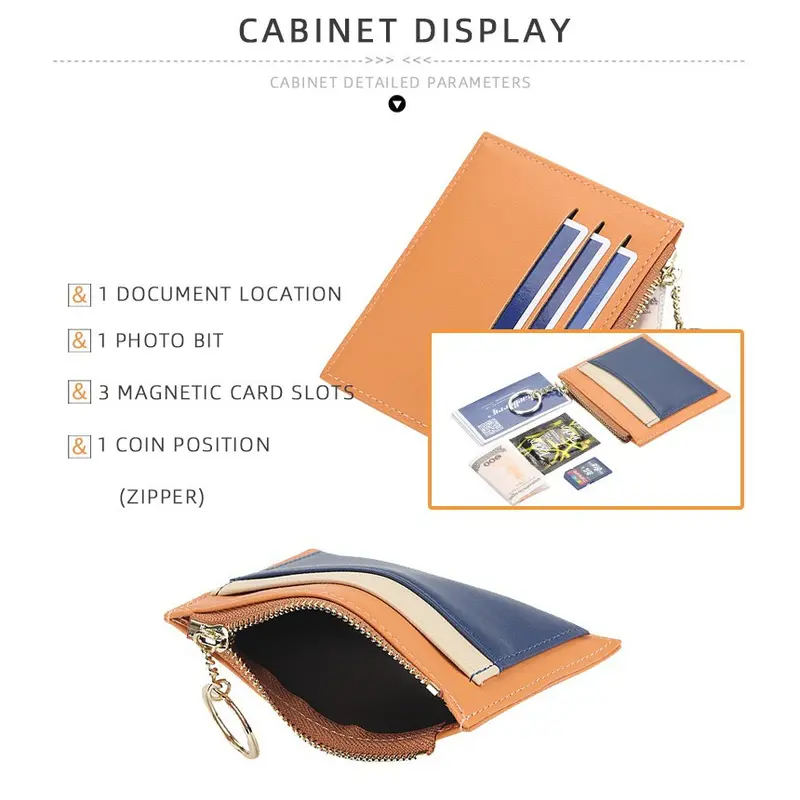Ví bóp mini Nhiều Ngăn Baellerry Wallet có ngăn để thẻ, khóa zip rất tiện làm móc chìa khóa xe hơi, xe máy - K9120 7