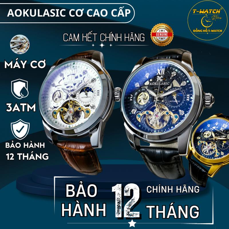 Đồng hồ cơ AOKULASIC Automatic Dây Cao Cấp, 6 Kim, Thép Chống Rỉ, Chống Nước Tốt, Khóa 2 Chiều Đeo Tay Watch Nam