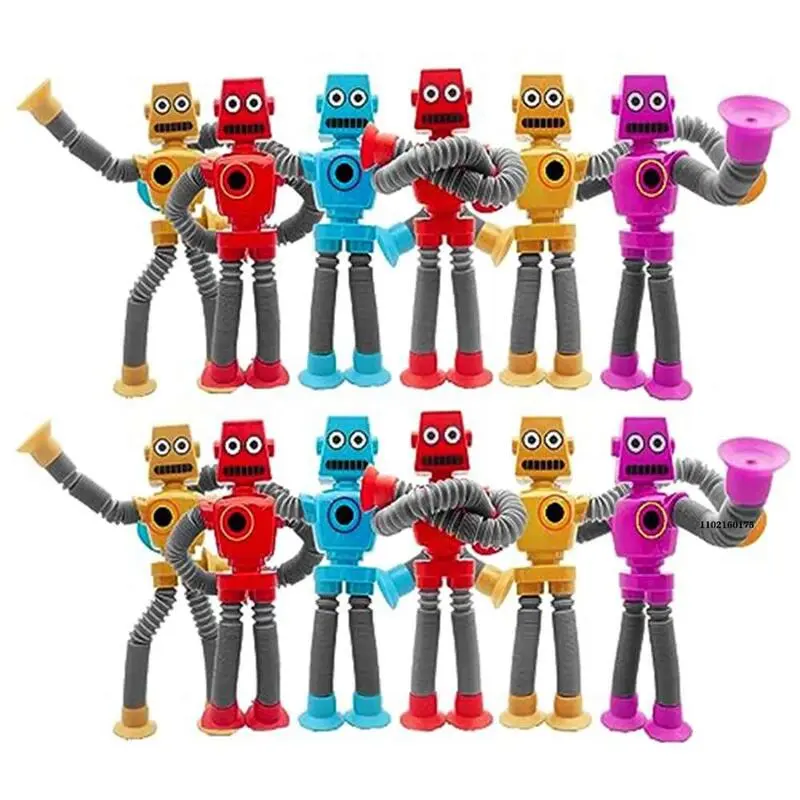 4/16PCS Pop Tubes Suction Cup Stress Relief Telescc Robot Sensory Toys Bulk Funny Gift for Kids Boys Girls