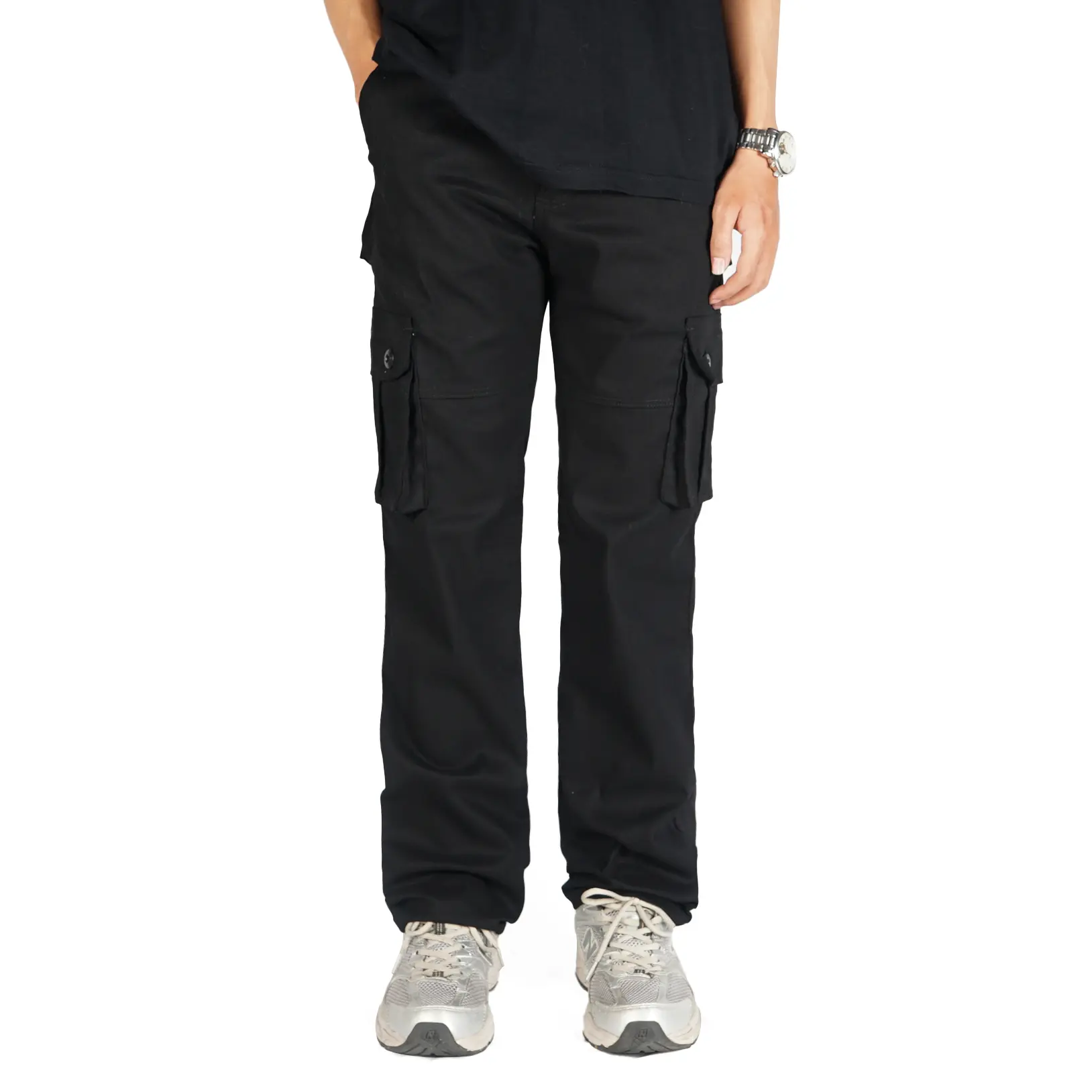 NVSR Long Cargo Pants Hitam Stretch Reguler