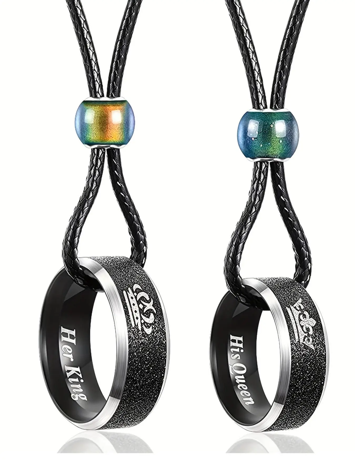 Unisex Street Trend Ring Design Couple Pendant Necklace, Trendy Chic Vintage Love Romantic Necklace, Gorgeous Matching Jewelry As Birthday Gift for Girlfriend & Boyfriend, Valentine's Day, Gift