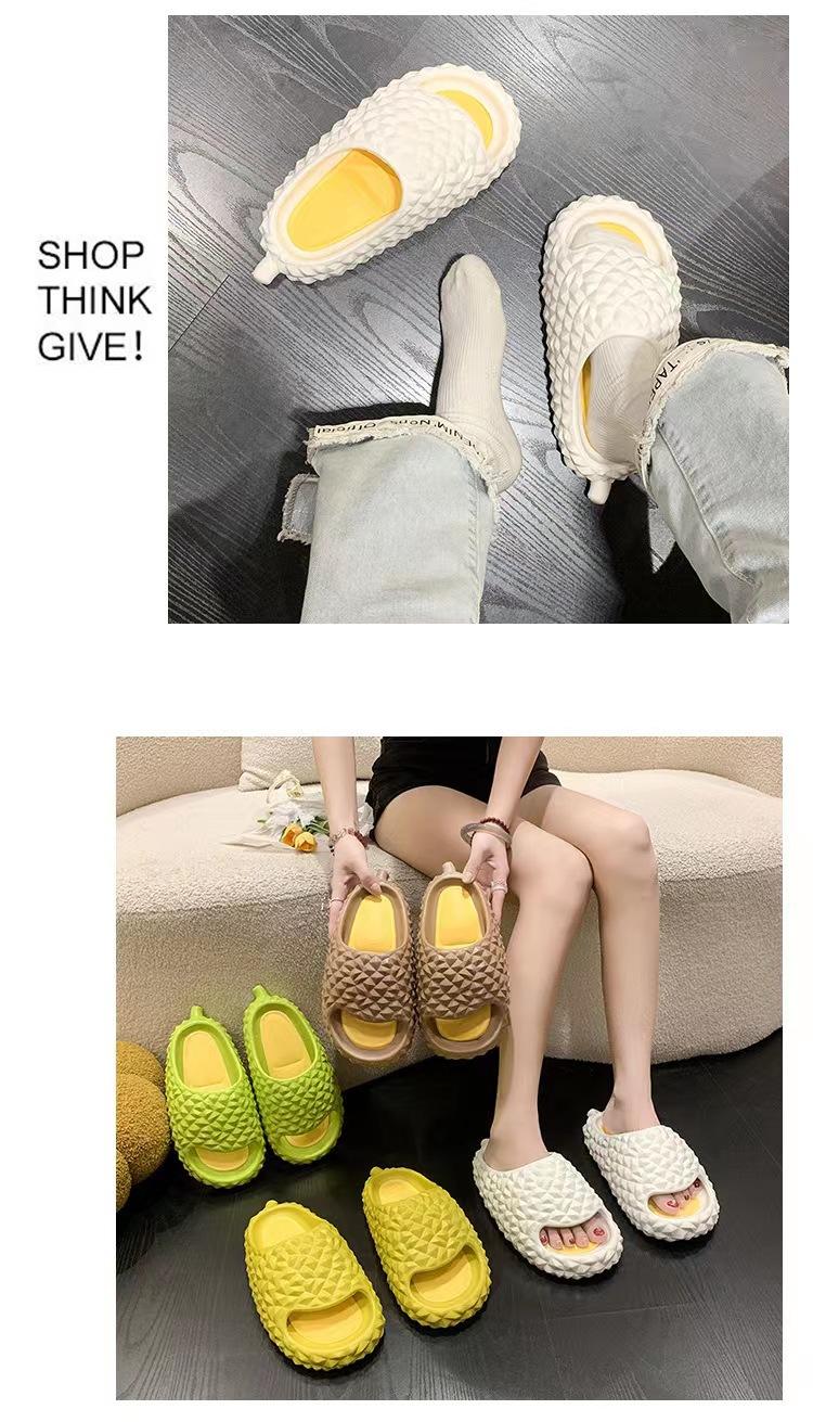 Product Introduction of Dép lười mùa hè Dép sầu riêng không trơn trượt trong nhà cho nam và nữ Giày đi biển tắm trong nhà Bán buôn Slipper DéP Có Quai Dép Lê Đế Bằng Quai Ngang 2
