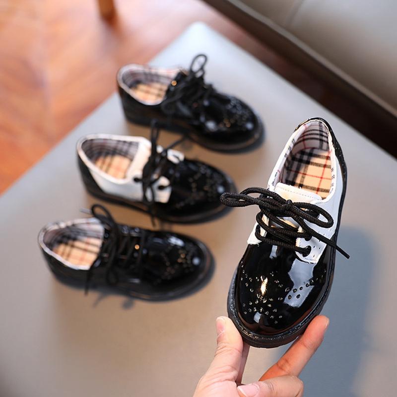 Product Introduction of 2024 Spring and Autumn Little Boy Casual Versatile British Style Academy Small Leather Shoes Little Girl Small Middle School and Older Children Performance Shoes 7