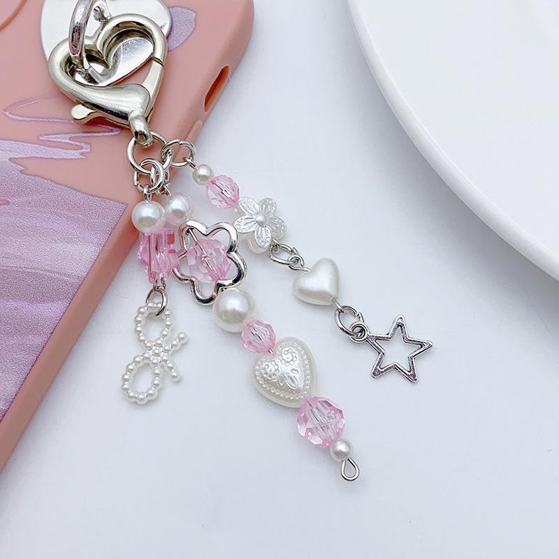 Product Introduction of Bow Phone Pendant Sweet Love Flowers Key Chain Earphone Case Hanging Rope Backpack  Bag Decor Accessories 14