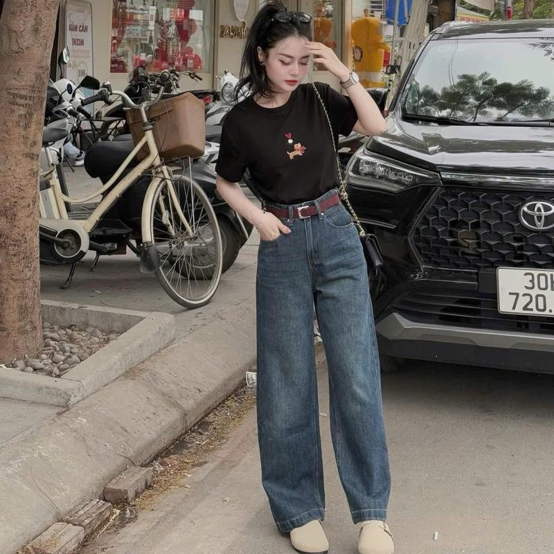 [NEW[ Quần jean suông đẹp túi vuông thêu chỉ đỏ dài 97cm  #7978-7979 [AN TÂY STORE68] 7
