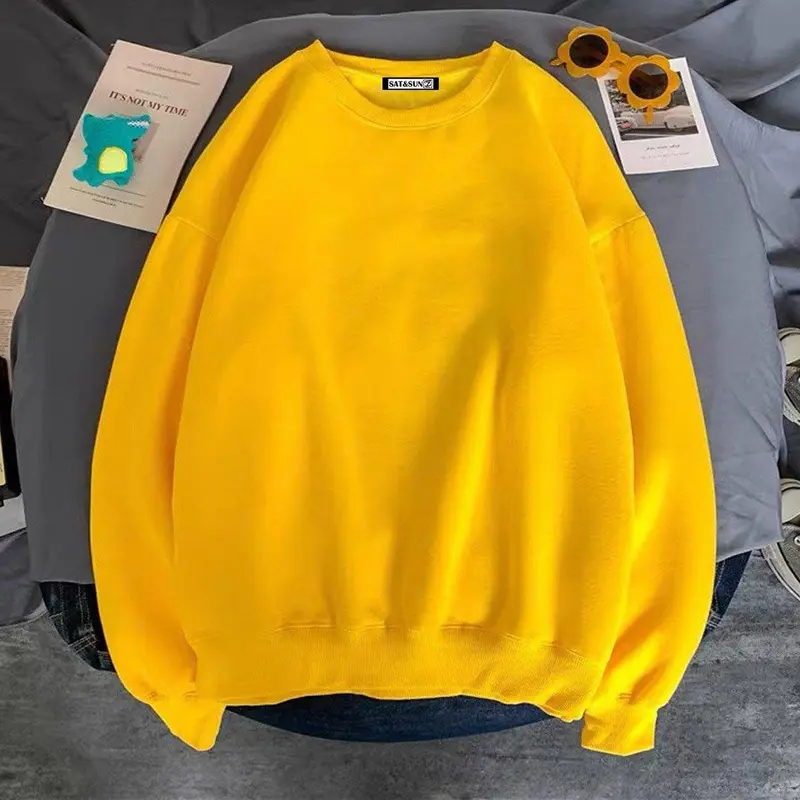 Áo nỉ tay dài không nón mẫu trơn không in hình kiểu nam nữ đều mặc được Menswear Hoodie 2