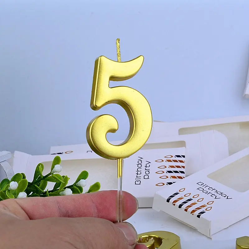 Lilin Kue Cake Emas Nomor 1-9 untuk Perlengkapan Dekorasi Pesta Ulang Tahun Membutuhkan Suvenir 2