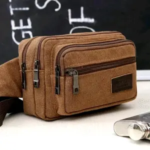 Tas Pinggang Kanvas/Waistbag Import Pria/Tas Slingbag Import/Tas Simpel