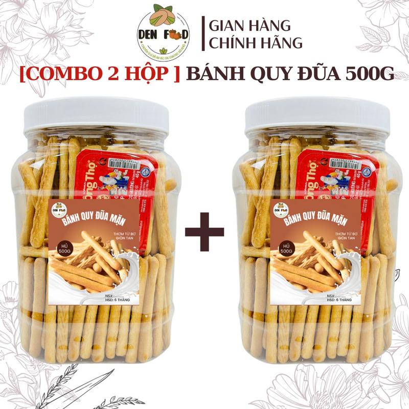 COMBO 2 HỘP 500g Bánh Quy Đũa bơ sưɑ~ giòn tan bánh que tuổi thơ - Ăn vặt Denfood Snack