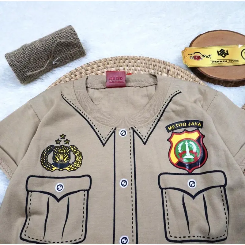Baju Fashion Setelan Anak Motif Polisi Kostum Celana Pendek 3