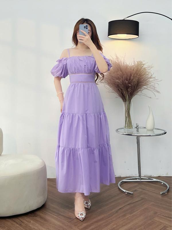 Đầm Nữ CCHAT Dáng Xoè Can Trên Nhúm Phồng Trễ Vai Choubi 14VNT2014XT 5